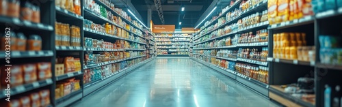 Wallpaper Mural Organized Supermarket Aisle with Fresh Produce and Grocery Items Torontodigital.ca