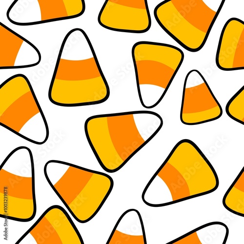 Fotografi Cartoon Halloween sugar monsters seamless candy corn pattern