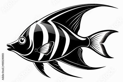 Angelfish vector silhouette black color illustration