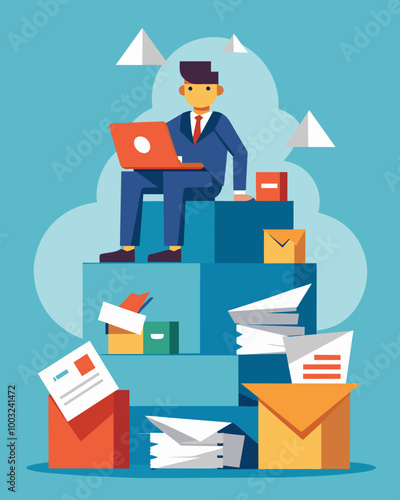 A neverending pile of job applications representing the constant cycle of hiring and job searching.. Vector illustration