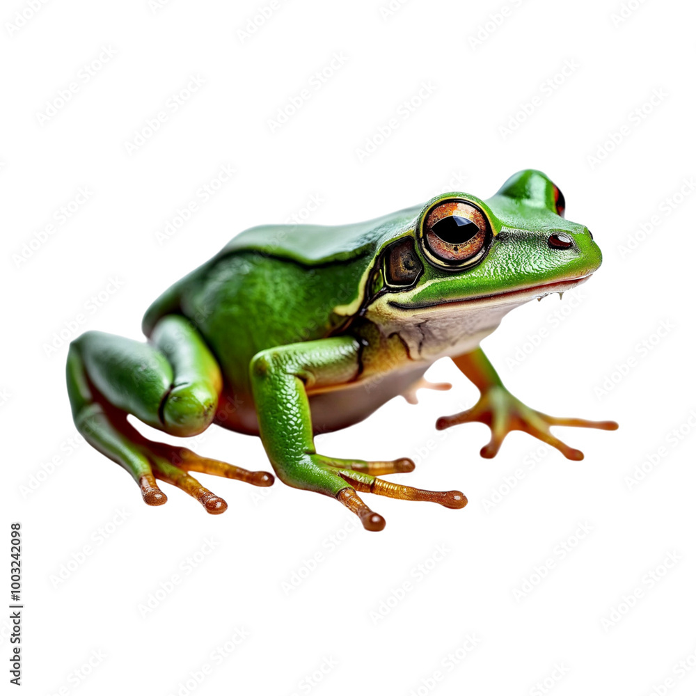Fototapeta premium green tree frog ,isolated on white background , transparent png image