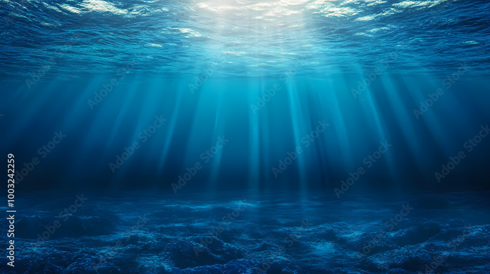 Aquatic abyss dark blue ocean depths seen from underwater perspective abstract seascape photo. Ocean Depths. Illustration Aquatic abyss dark blue ocean depths seen from underwater perspective abstract seascape photo. Ocean Depths. Illustration