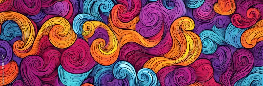This seamless pattern features graphic leaves drawn by hand. It is perfect for a wallpaper design or as an illustration for a banner with decorative geometric waves. This seamless pattern features graphic leaves drawn by hand. It is perfect for a wallpaper design or as an illustration for a banner with decorative geometric waves.