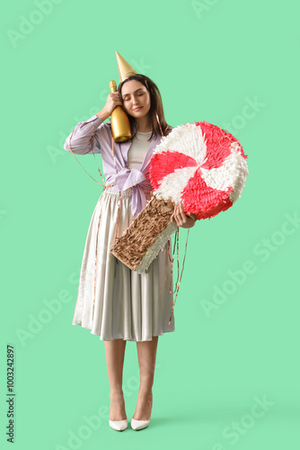 Drunk young woman with cham...