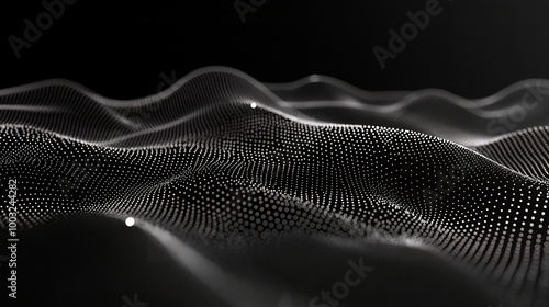 rendering of black wavy waves. futuristic background. technology concept