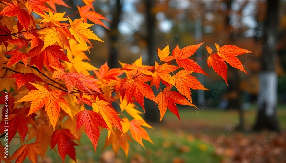 Beautiful yellow and orange leaves in an autumn at the park background. Beautiful yellow and orange leaves in an autumn at the park background.