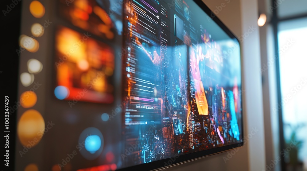 Obraz premium A close-up of a digital art frame with customizable settings, highlighting its high-resolution display and modern interface