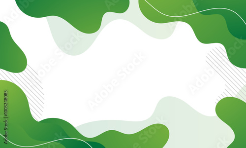 Abstract background with green fluid shapes framing white copy space