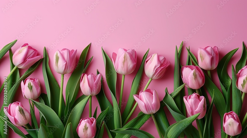 Tulip flowers on soft color background, romantic feminine composition, wedding invitation concept. Tulip flowers on soft color background, romantic feminine composition, wedding invitation concept.
