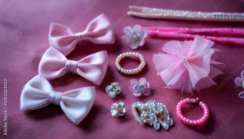set of hair accessories for a baby girl. Generated image set of hair accessories for a baby girl. Generated image