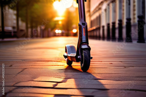 Electric scooter on the street. Ecological transport.