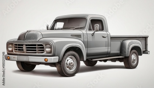 Pick up truck isolated on white. Generated image