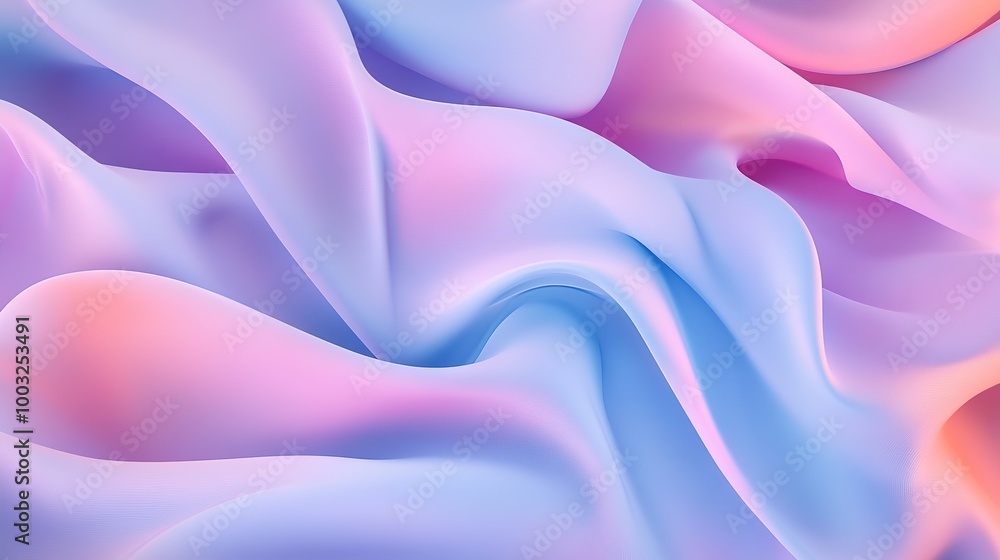 A 3D abstract design with fluid, wave-like forms in pastel colors, creating a soft and calming visual experience A 3D abstract design with fluid, wave-like forms in pastel colors, creating a soft and calming visual experience