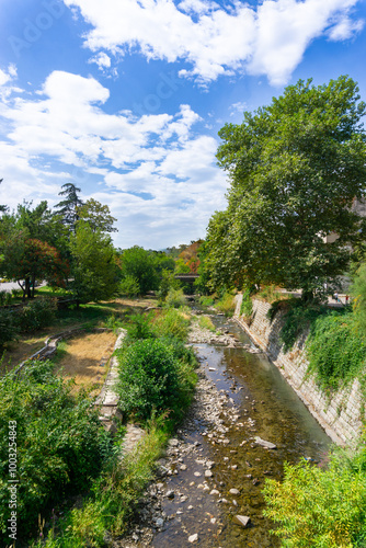 Landscape of a morning with a river and vegetation