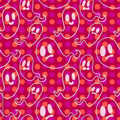 Wallpaper Mural Halloween ghost seamless cartoon pattern for wrapping paper and fabrics Torontodigital.ca