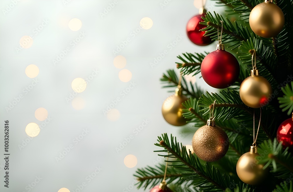 Christmas tree with decorations. Copy space. Christmas tree with decorations. Copy space.