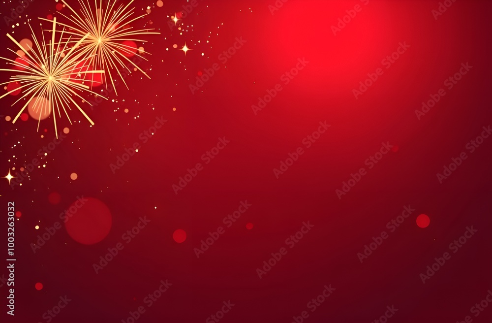 Fireworks on the red background. Free space for your text. Fireworks on the red background. Free space for your text.