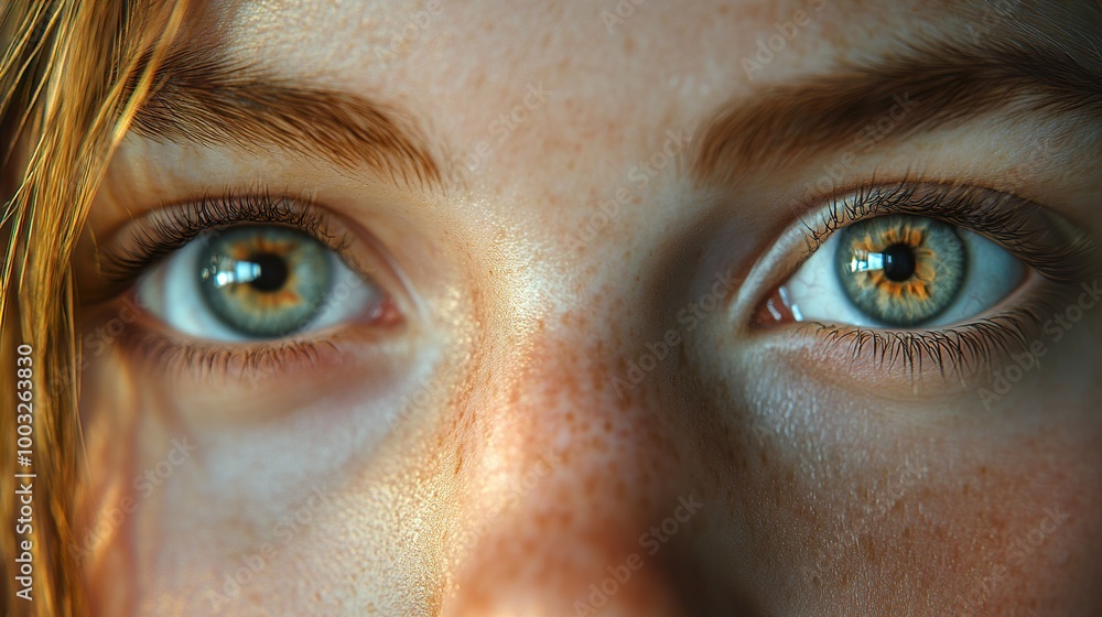 Close Up Portrait of Green Eyes with Freckles Close Up Portrait of Green Eyes with Freckles