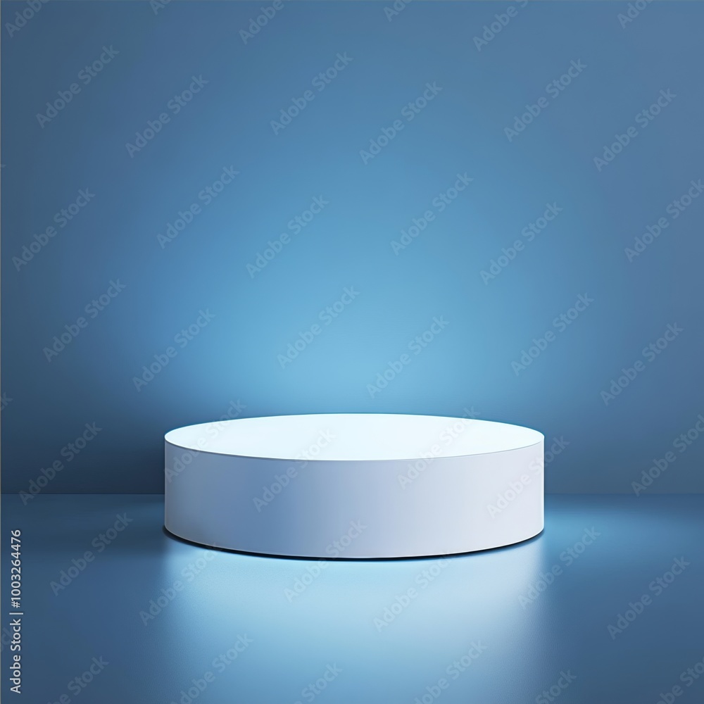 Abstract scene with round podium on blue background. 3d render. Abstract scene with round podium on blue background. 3d render.