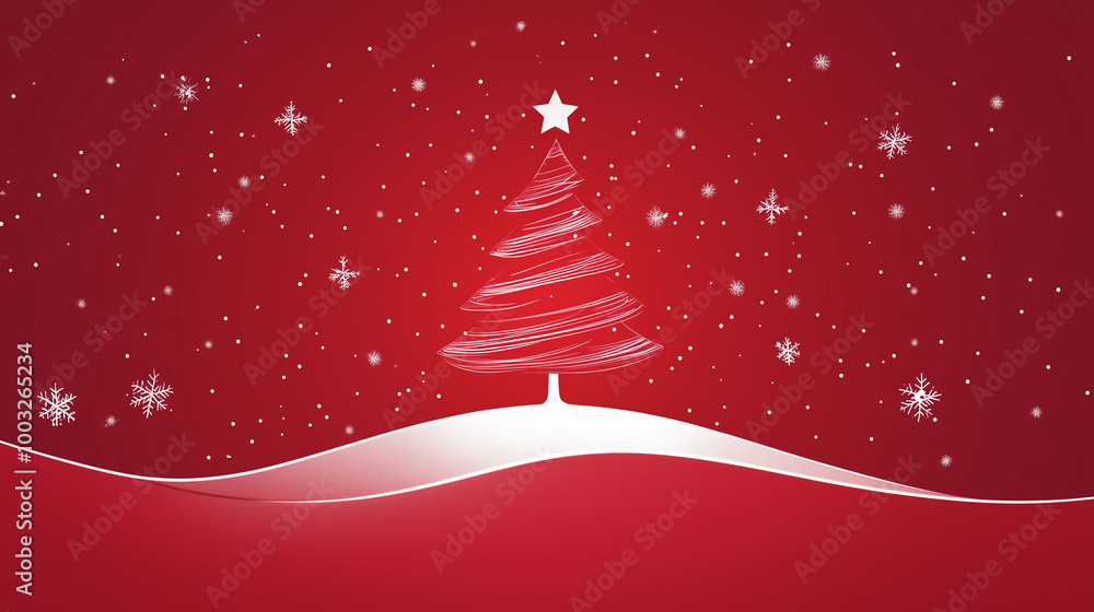 Festive Christmas tree decorated with snowflakes on a bright red background, conveying the spirit of New Year and Christmas holiday. Christmas background Festive Christmas tree decorated with snowflakes on a bright red background, conveying the spirit of New Year and Christmas holiday. Christmas background