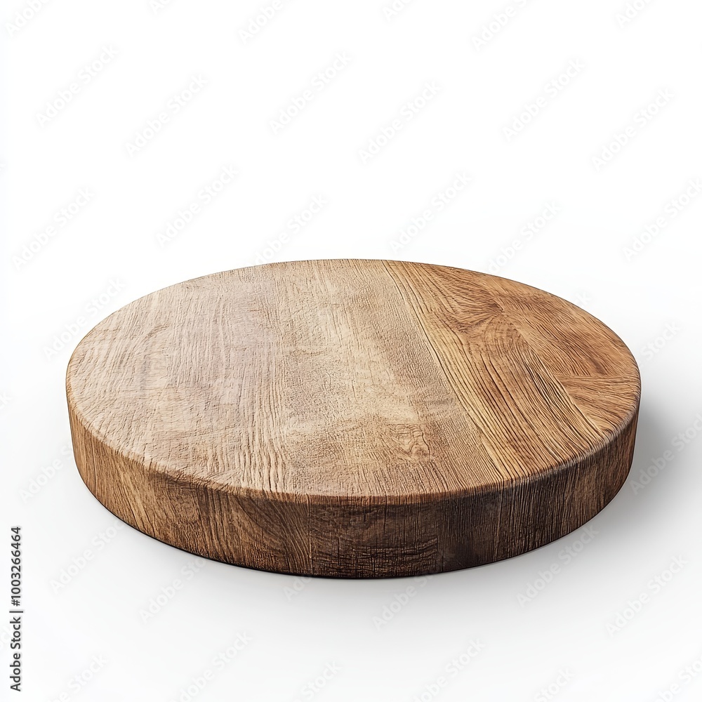 Empty round wooden cutting board on white background. 3d illustration. Empty round wooden cutting board on white background. 3d illustration.