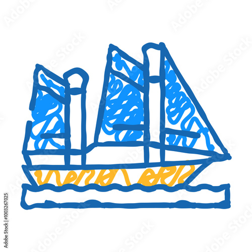 sailing water sport doodle icon sketch vector. sailing water sport sign. isolated symbol illustration