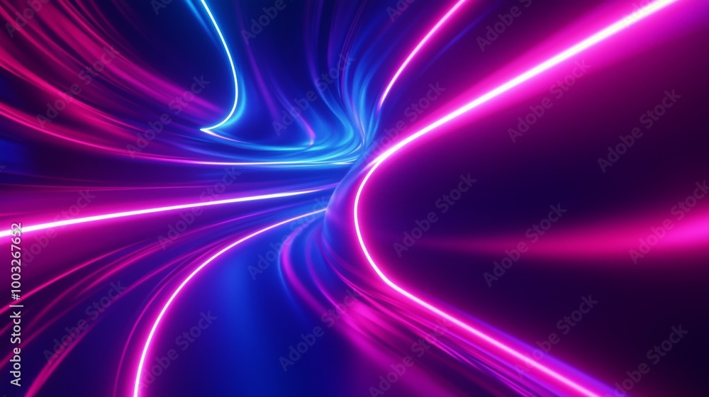 Neon light trails abstract geometric shapes forming vivid colors energetic flow dynamic. AI generated Neon light trails abstract geometric shapes forming vivid colors energetic flow dynamic. AI generated
