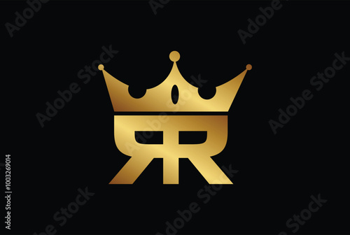 r, rr royal logo with crown. r, rr logo initial letter with crown design templet vector illustration.
