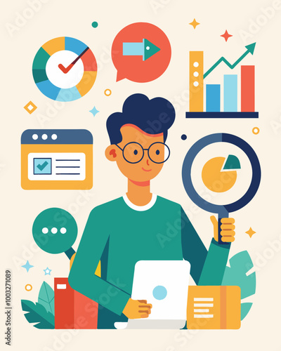 A person frantically searching for ways to boost their credit score knowing they need to take immediate action to avoid further decline.. Vector illustration