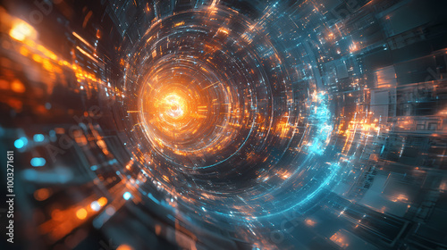 Fototapeta Naklejka Na Ścianę i Meble -  The concept of space and time in the theory of reality created with generative ai technology. Time Warp. Illustration