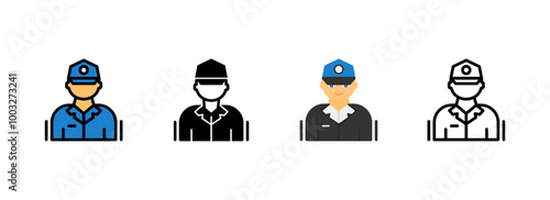 Set of Parking warden Icon