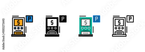 Set of Pay and display parking Icon