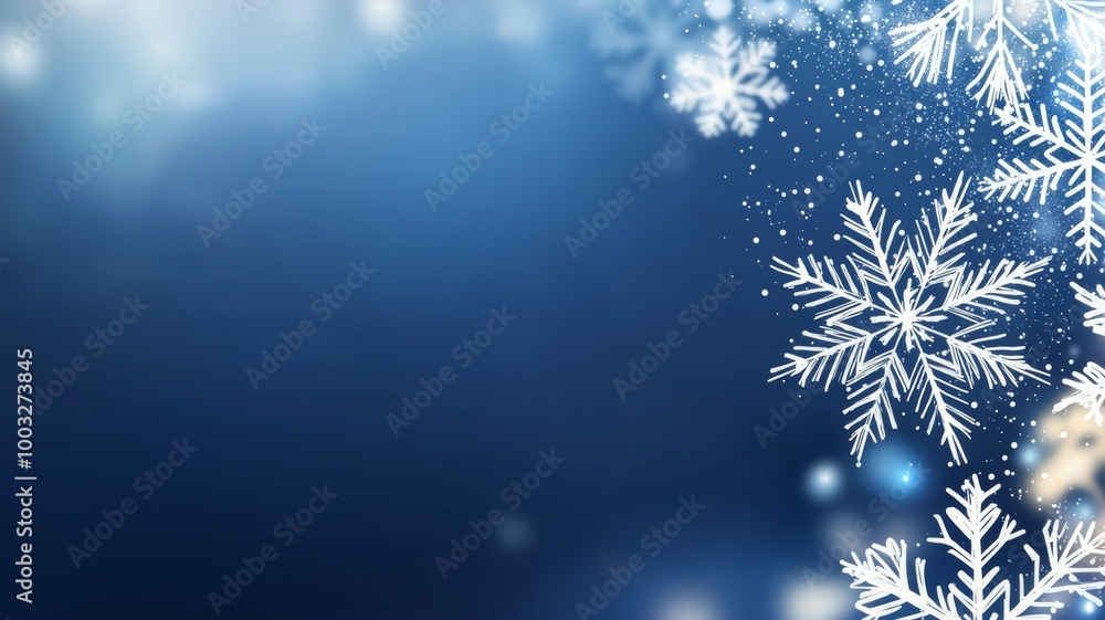 A blue background with snowflakes falling on it A blue background with snowflakes falling on it