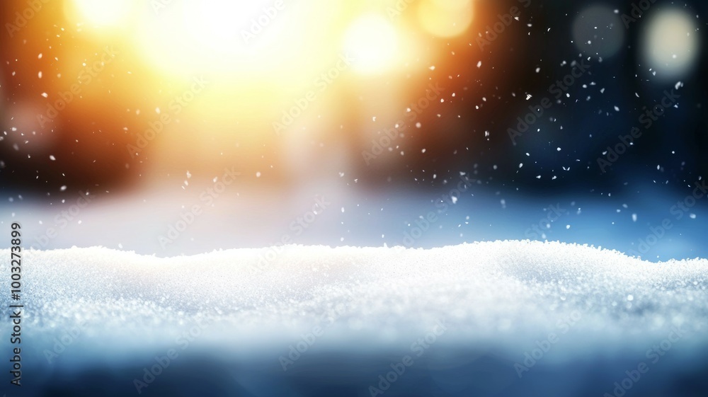 A snowy landscape with a bright sun in the background A snowy landscape with a bright sun in the background