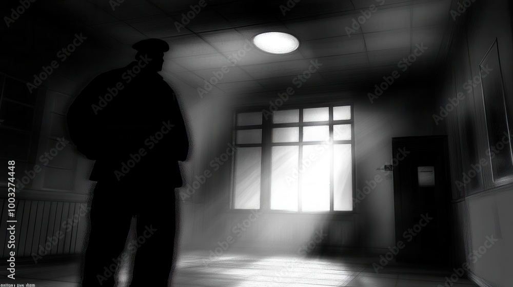 custom made wallpaper toronto digitalEthereal Silhouette Bathed in Moonlight Glow Through Dimly Lit Window