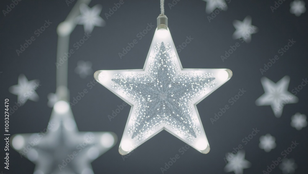 Star-studded white and silver abstract background promoting ChristmasNew Year products and content