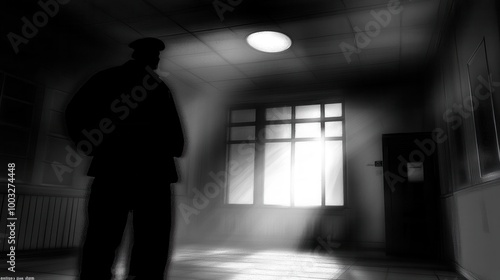 Wallpaper Mural Ethereal Silhouette Bathed in Moonlight Glow Through Dimly Lit Window Torontodigital.ca