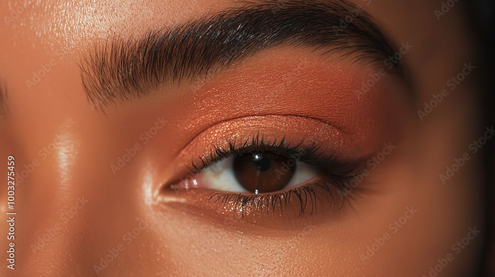 Obraz premium Beautiful young woman , makeup , clean skin. Makeup artist , eyelashes with mascara in a beauty salon . Eyelash extension , beautiful eyebrows
