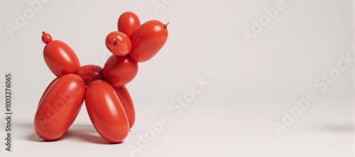 Red balloon animal on transparent background cutout