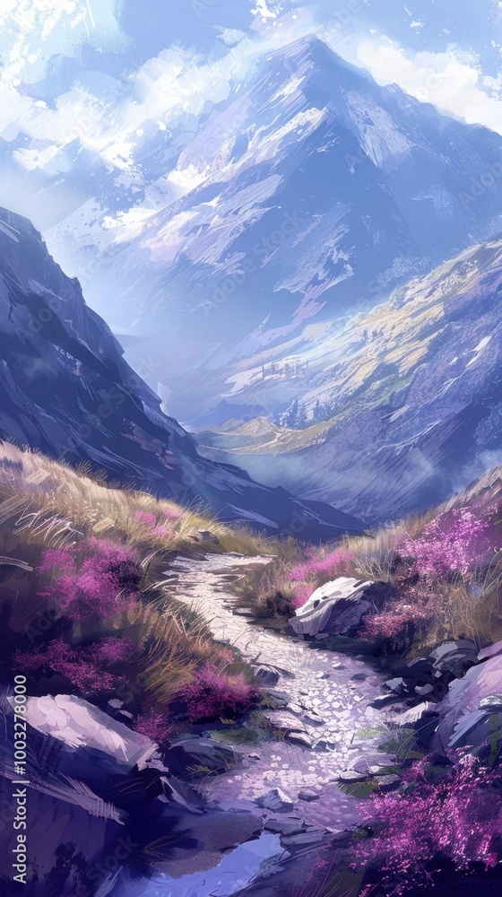 Obraz premium Serene Mountain Landscapes with Untouched Trails Offering Tranquil Encounters