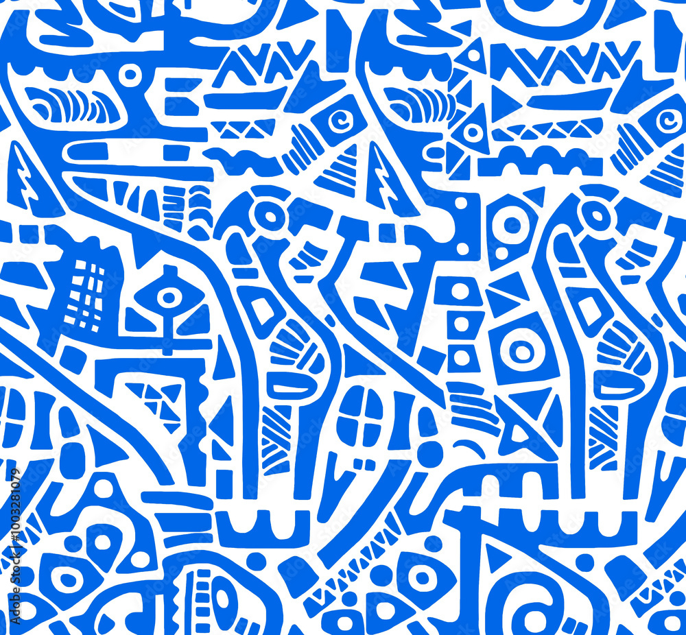 A hand-drawn drawing in the Mexican style.Seamless pattern. A hand-drawn drawing in the Mexican style.Seamless pattern.