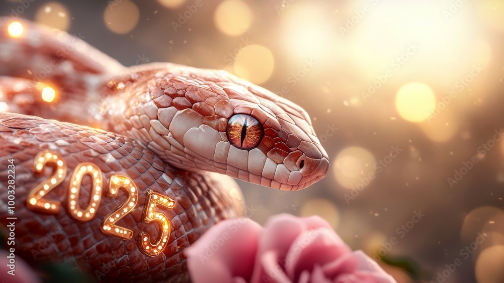 2025 symbol of the year. Happy New Year and Merry Christmas concept. Year of the Snake, greeting card 2025 symbol of the year. Happy New Year and Merry Christmas concept. Year of the Snake, greeting card