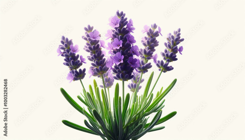 Obraz premium Closeup view of beautiful lavender flowers blooming in white background
