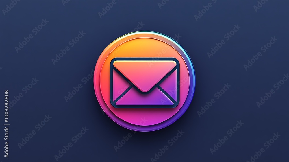 Colorful 3D Email Icon on Dark Background Colorful 3D Email Icon on Dark Background