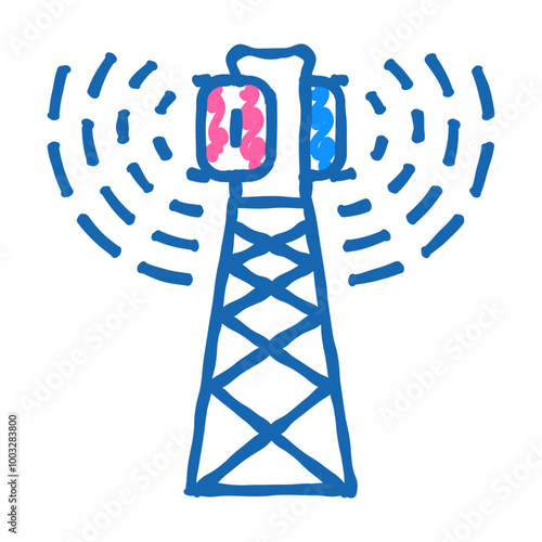 antenna electromagnetic doodle icon sketch vector. antenna electromagnetic sign. isolated symbol illustration