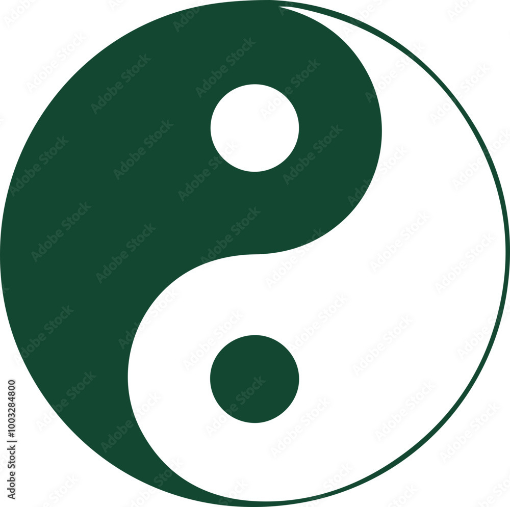 Minimalistic Yin Yang Symbol in Green and White Minimalistic Yin Yang Symbol in Green and White