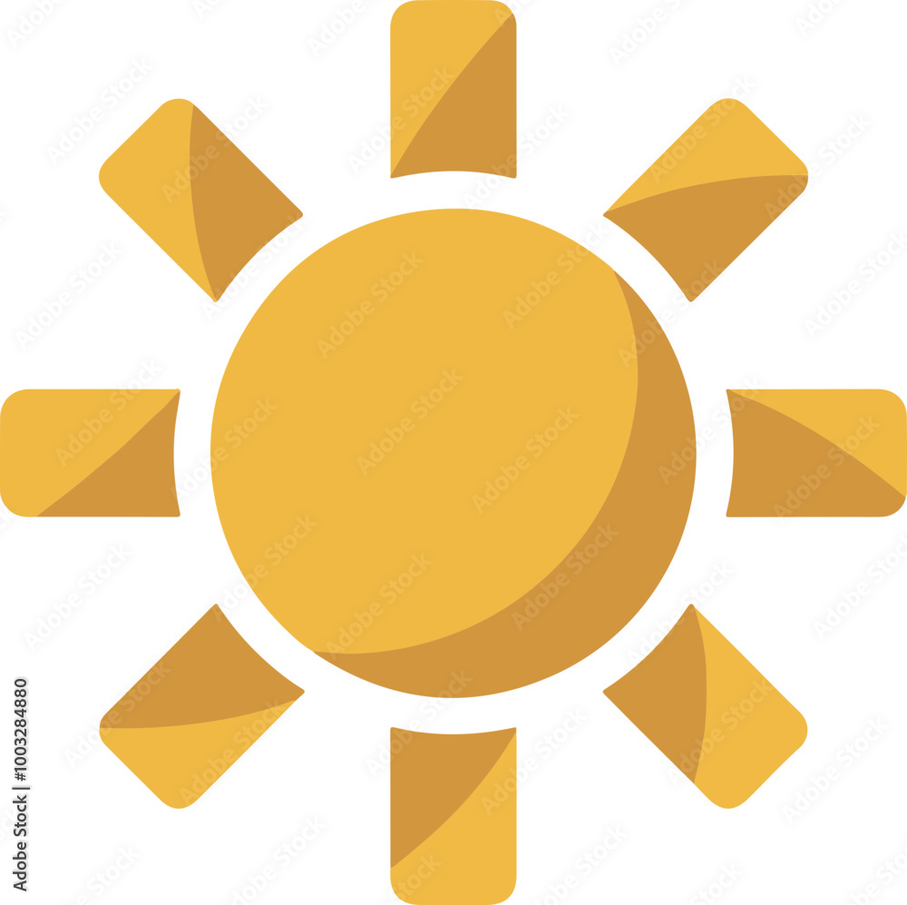 Bright Yellow Sun Icon with Radiating Rays Bright Yellow Sun Icon with Radiating Rays