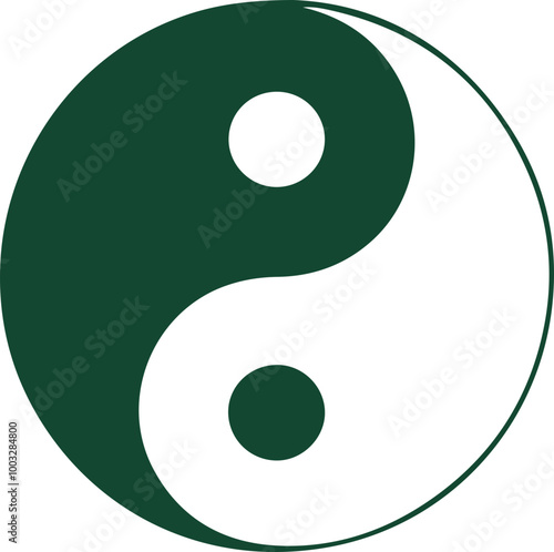 Minimalistic Yin Yang Symbol in Green and White