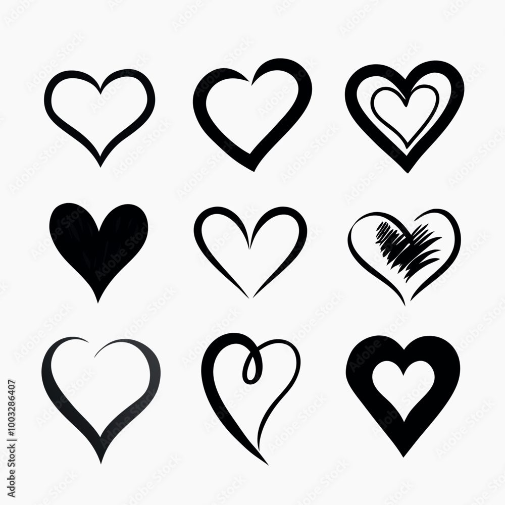 set of heart icons set of heart icons