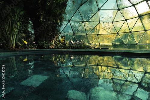Geodesic dome greenhouse, with copy space photo